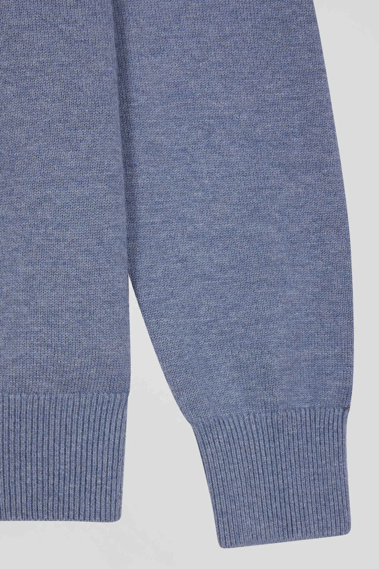 Regular light blue wool and cotton crew neck jumper