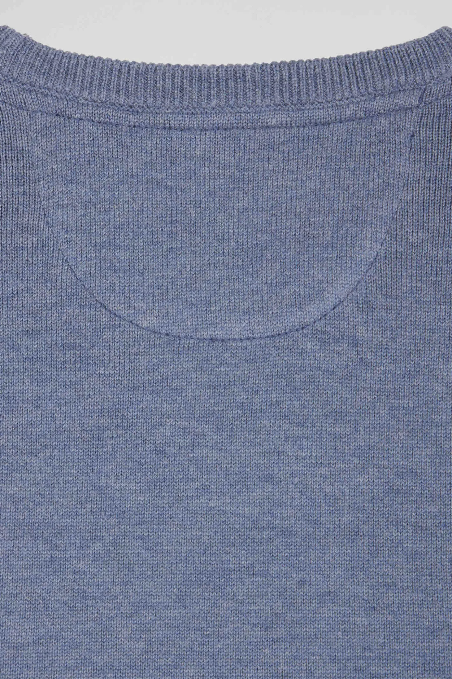 Regular light blue wool and cotton crew neck jumper