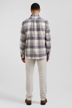 Regular mottled grey checked cotton shirt