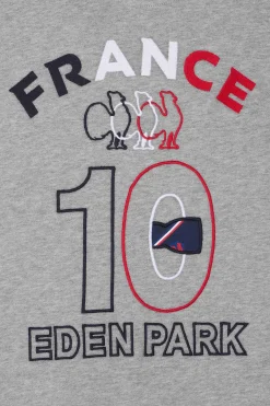 Regular mottled grey XV de France cotton sweatshirt with rugby shirt collar