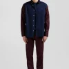 Regular navy and brown bicolour oxford cotton shirt