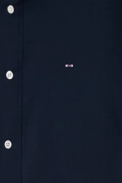 Regular navy and brown bicolour oxford cotton shirt