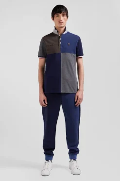 Regular navy Barbarian short-sleeved cotton piqué polo shirt