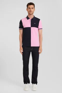 Regular navy blue Barbarian short-sleeved cotton piqué polo shirt