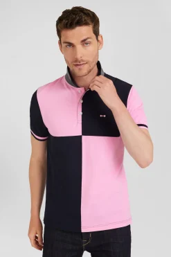 Regular navy blue Barbarian short-sleeved cotton piqué polo shirt