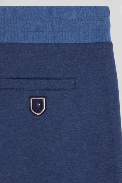 Regular navy blue bicolour mixed cotton jogging bottoms