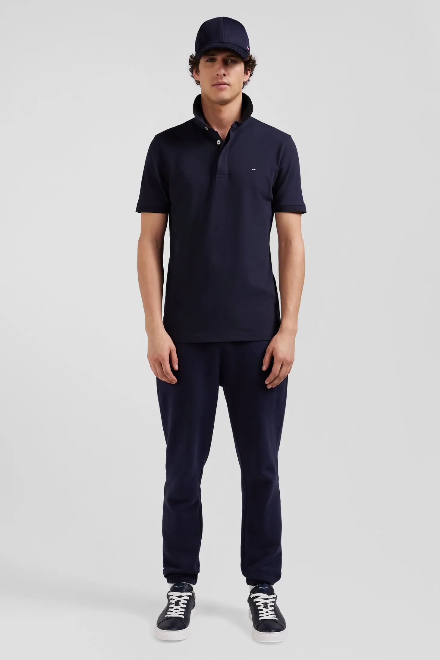 Regular navy blue brushed fleece jogging bottoms
