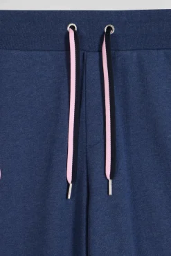 Regular navy blue brushed cotton fleece jogging bottoms