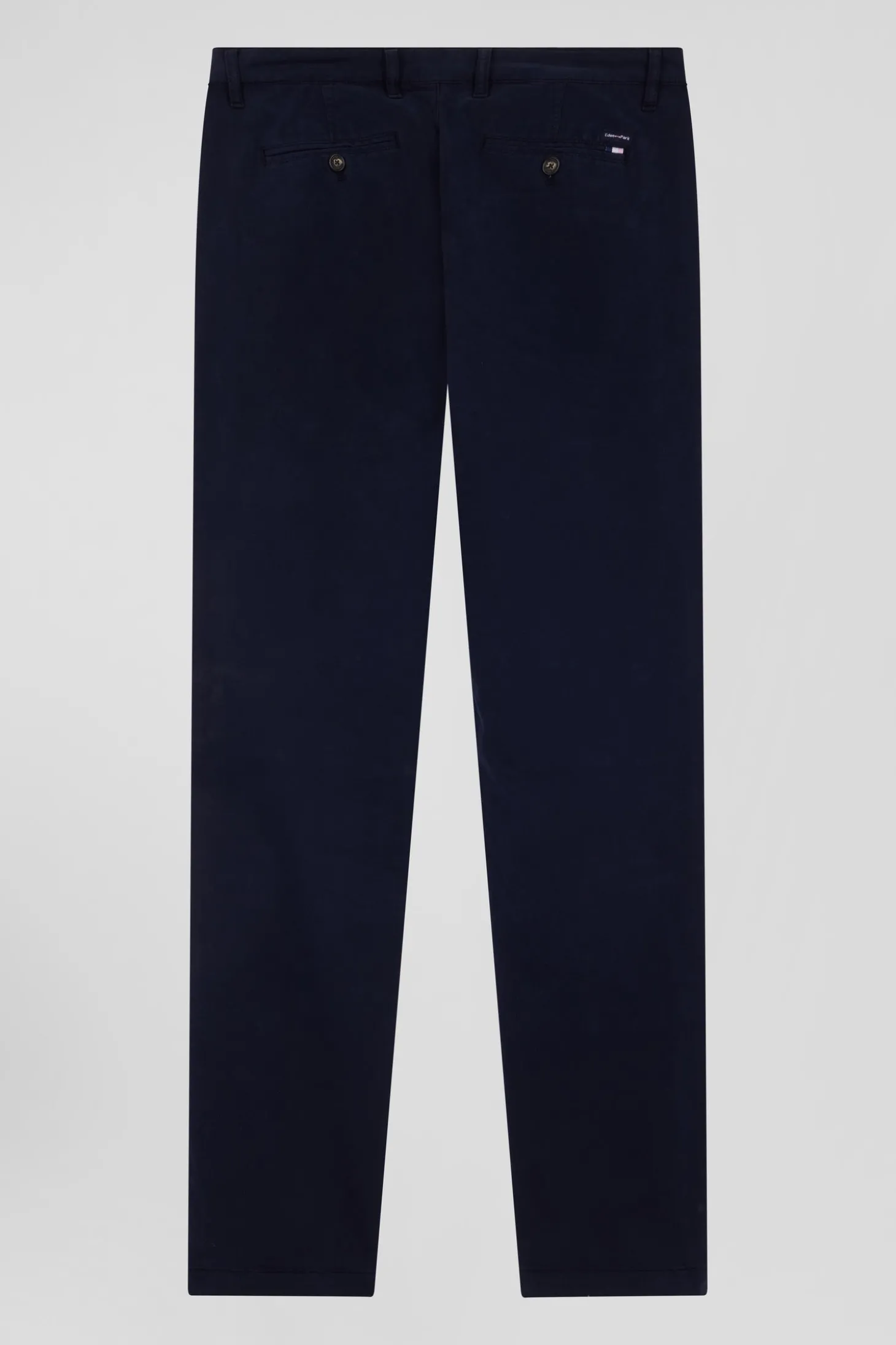 Regular navy blue chino trousers in stretch cotton gabardine
