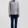 Regular navy blue cotton shirt