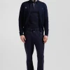 Regular navy blue cotton zipped cardigan with XV de France rubber badge and tricolour details