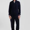 Regular navy blue cotton jumper with rugby shirt collar