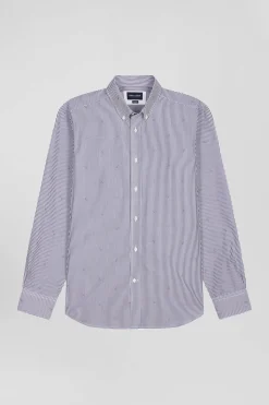 Regular navy blue cotton shirt