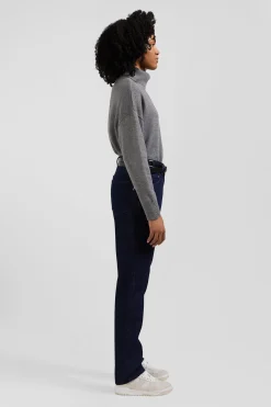 Regular navy blue cotton 5-pocket jeans
