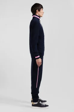 Regular navy blue cotton jumper with rugby shirt collar