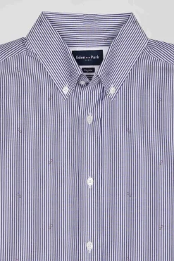 Regular navy blue cotton shirt