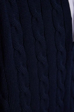 Regular navy blue cotton jumper with rugby shirt collar