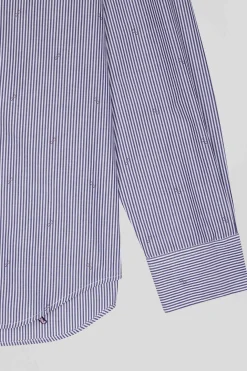 Regular navy blue cotton shirt