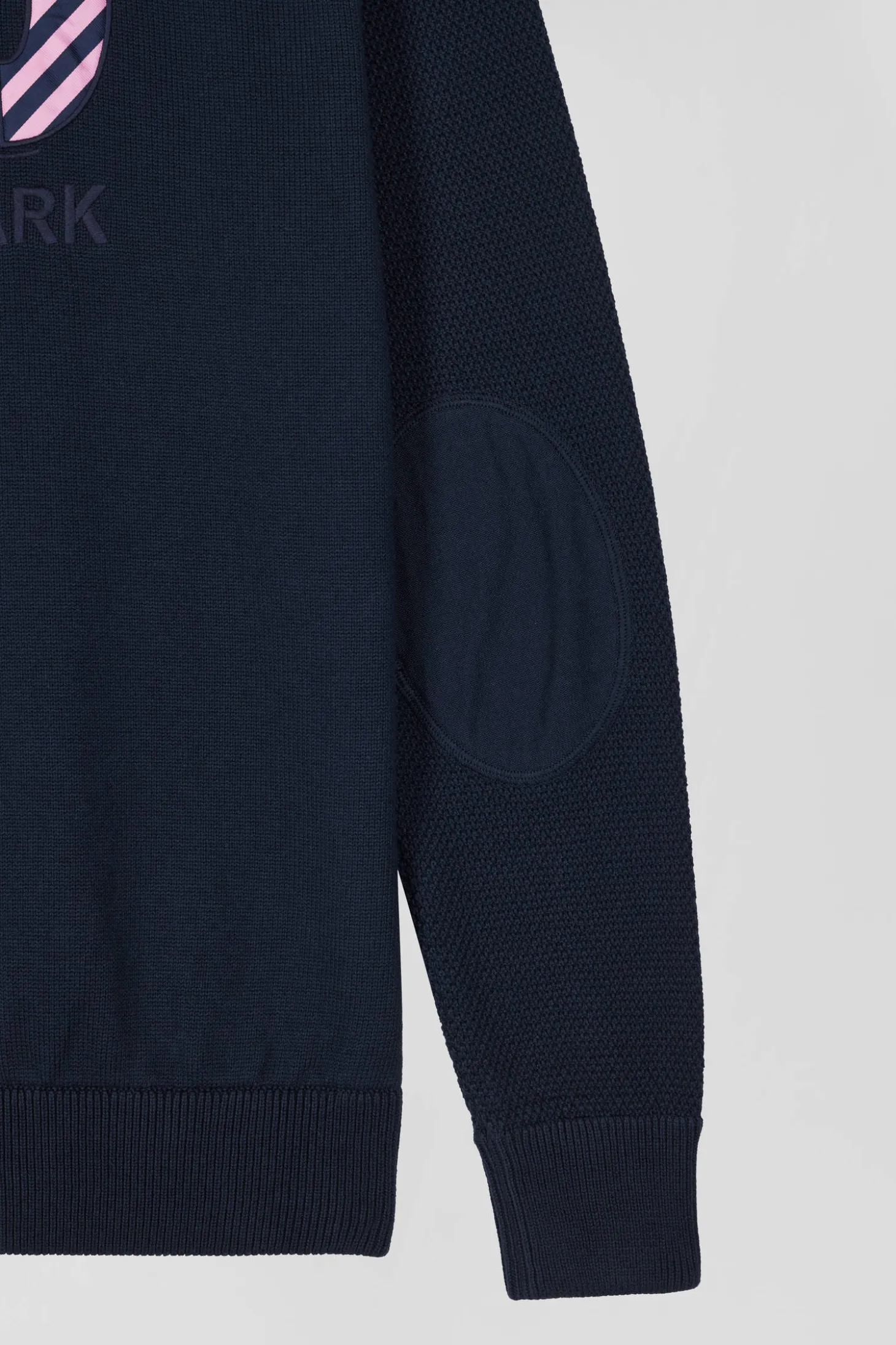 Regular navy blue cotton jumper with N°10 embroidery and rugby shirt collar