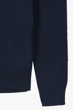 Regular navy blue cotton polo neck jumper