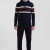 Regular navy blue hooded jumper with EP10 jacquard