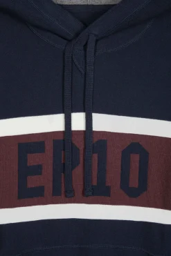 Regular navy blue hooded jumper with EP10 jacquard
