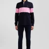 Regular navy blue long-sleeved cotton rugby shirt with N°10 embroidery