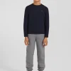 Regular navy blue long-sleeved cotton T-shirt with N°10 embroidery