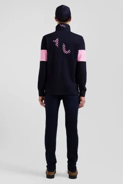 Regular navy blue long-sleeved cotton rugby shirt with N°10 embroidery
