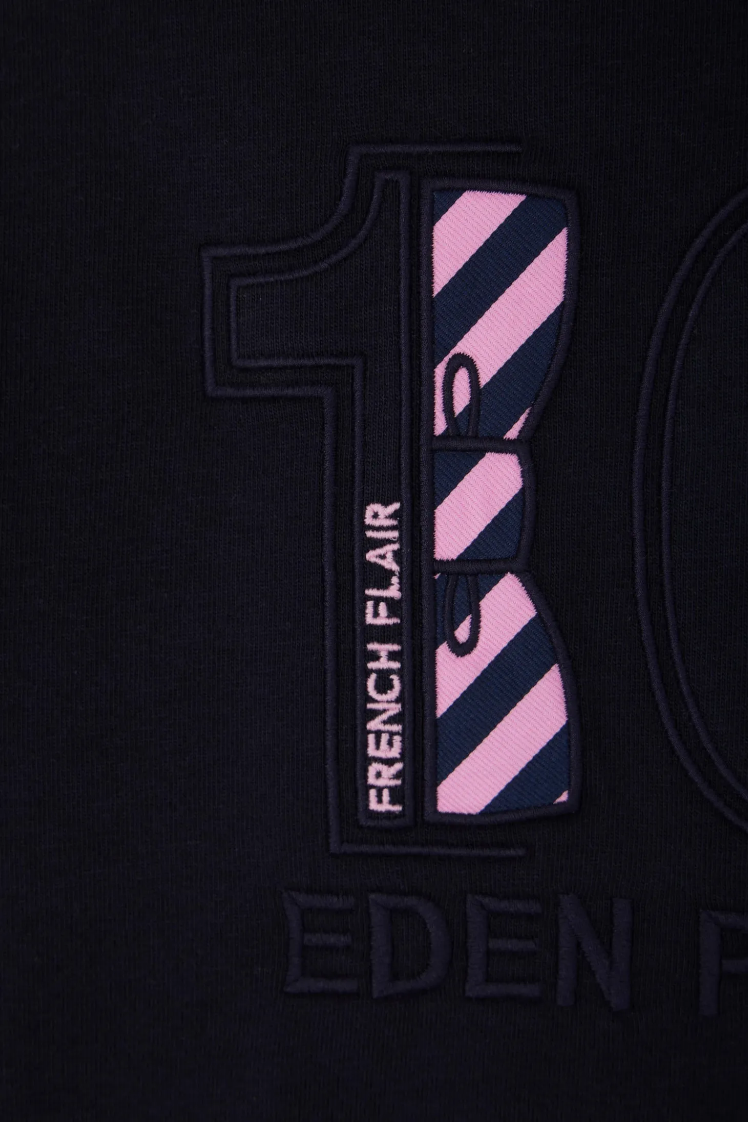 Regular navy blue long-sleeved cotton T-shirt with N°10 embroidery