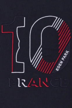 Regular navy blue long-sleeved cotton T-shirt with XV de France embroidery