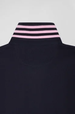 Regular navy blue long-sleeved Pima cotton rugby shirt