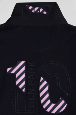 Regular navy blue long-sleeved cotton rugby shirt with N°10 embroidery