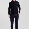 Regular navy blue merino wool cardigan