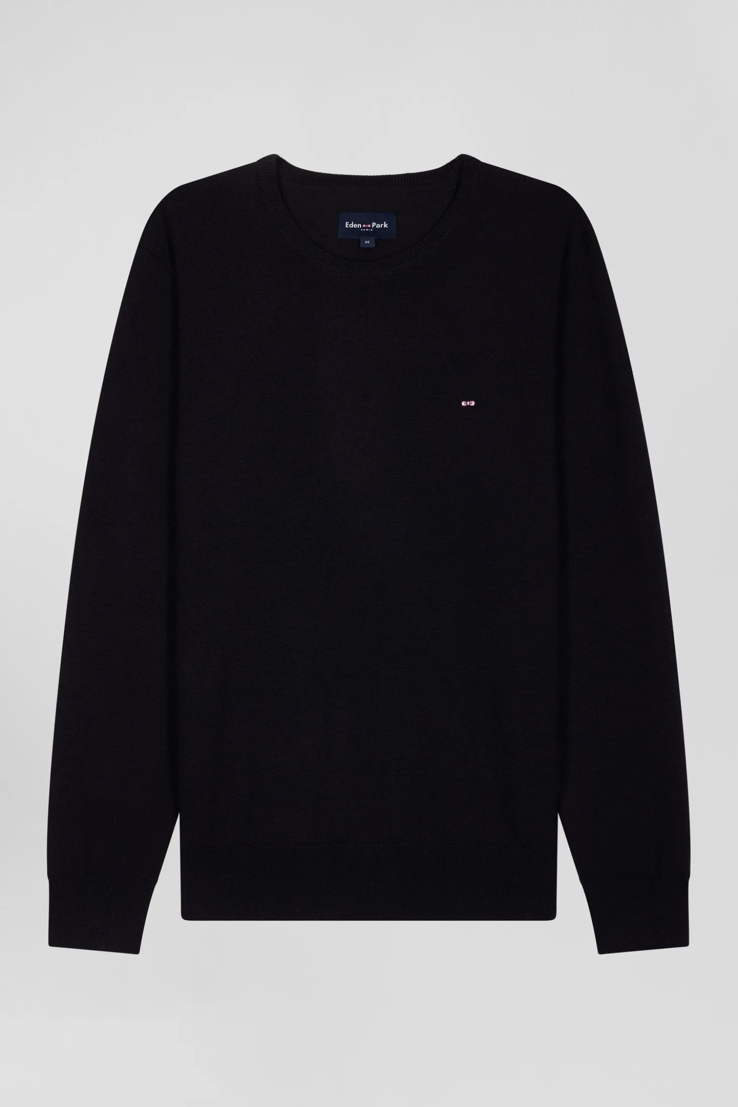 Regular navy blue merino wool V-neck jumper