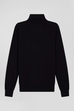 Regular navy blue merino wool turtleneck jumper