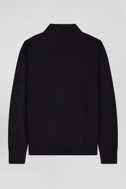 Regular navy blue merino wool cardigan