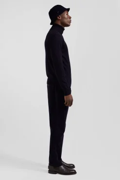 Regular navy blue merino wool turtleneck jumper
