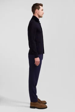 Regular navy blue merino wool cardigan