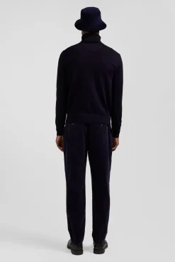 Regular navy blue merino wool turtleneck jumper