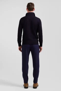 Regular navy blue merino wool cardigan
