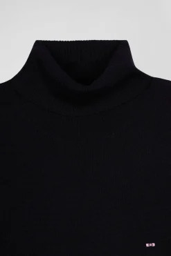 Regular navy blue merino wool turtleneck jumper