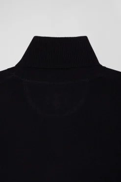 Regular navy blue merino wool turtleneck jumper
