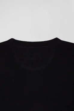 Regular navy blue merino wool V-neck jumper