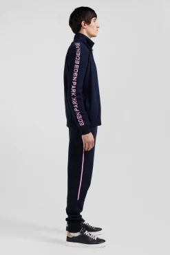 Regular navy blue milano cotton zipped cardigan