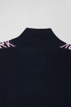 Regular navy blue milano cotton zipped cardigan
