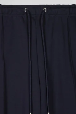Regular navy blue mixed cotton jogging bottoms with pink piping