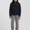 Regular navy blue padded zipped hoodie