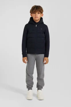 Regular navy blue padded zipped hoodie