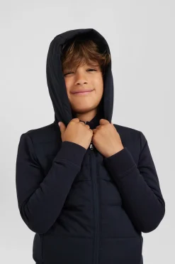 Regular navy blue padded zipped hoodie